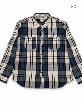 J.Crew Blue Plaid Flannel Double Brushed Slim XXL